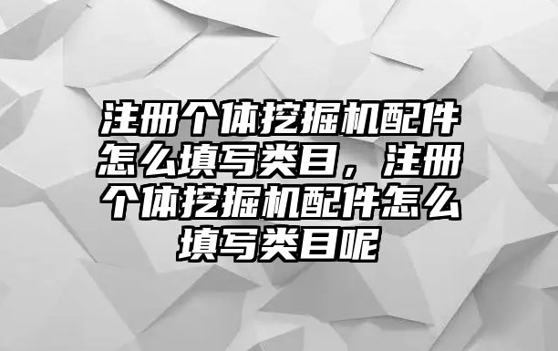 注冊(cè)個(gè)體挖掘機(jī)配件怎么填寫類目，注冊(cè)個(gè)體挖掘機(jī)配件怎么填寫類目呢