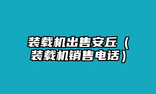 裝載機出售安丘（裝載機銷售電話）