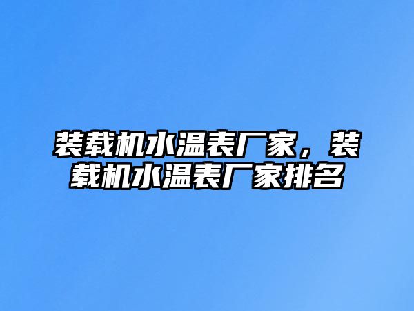 裝載機(jī)水溫表廠家，裝載機(jī)水溫表廠家排名