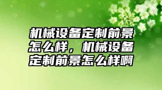 機械設(shè)備定制前景怎么樣，機械設(shè)備定制前景怎么樣啊