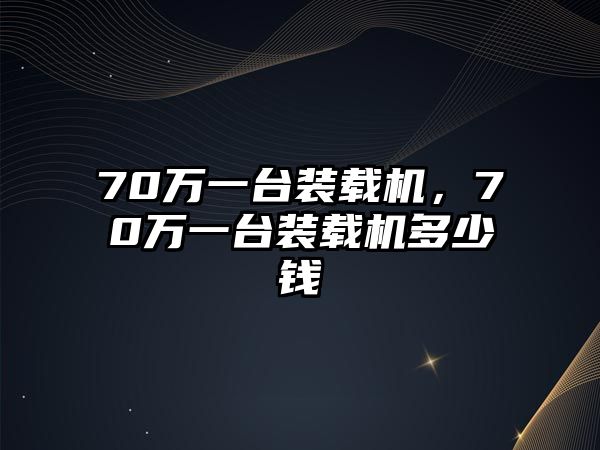 70萬一臺裝載機，70萬一臺裝載機多少錢