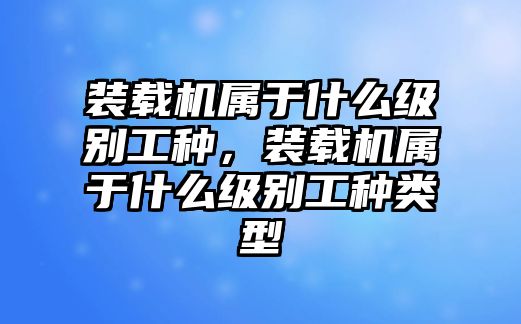 裝載機(jī)屬于什么級(jí)別工種，裝載機(jī)屬于什么級(jí)別工種類(lèi)型