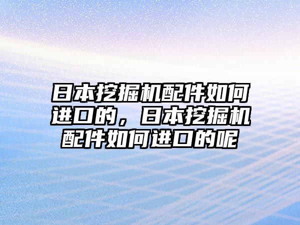 日本挖掘機配件如何進口的，日本挖掘機配件如何進口的呢