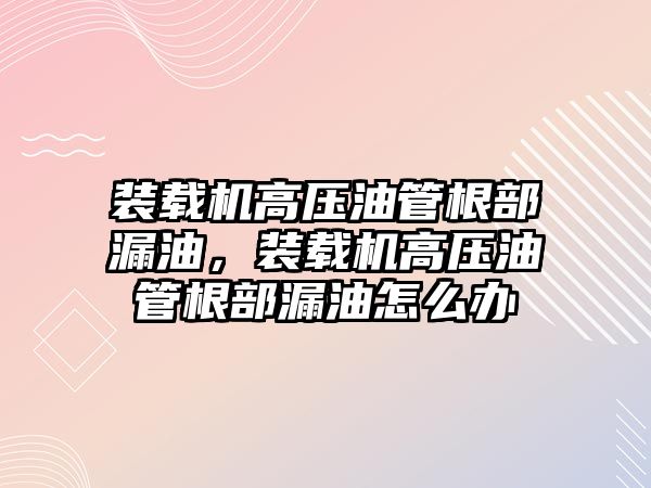 裝載機高壓油管根部漏油，裝載機高壓油管根部漏油怎么辦