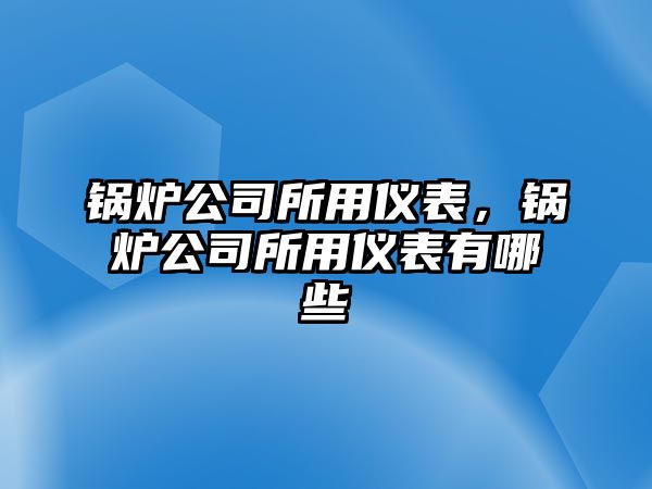 鍋爐公司所用儀表，鍋爐公司所用儀表有哪些