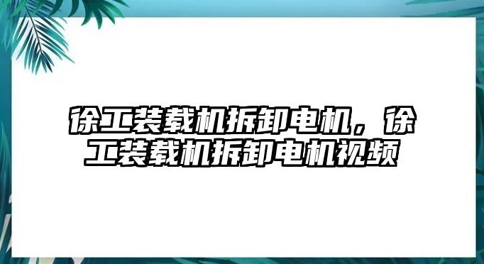 徐工裝載機拆卸電機，徐工裝載機拆卸電機視頻