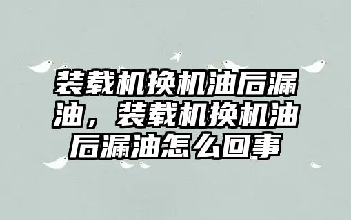 裝載機換機油后漏油，裝載機換機油后漏油怎么回事