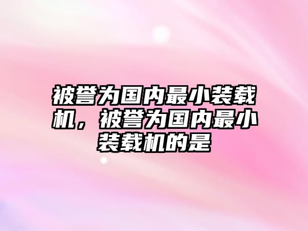 被譽為國內(nèi)最小裝載機，被譽為國內(nèi)最小裝載機的是