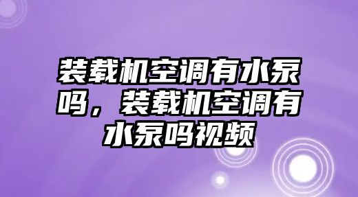 裝載機(jī)空調(diào)有水泵嗎，裝載機(jī)空調(diào)有水泵嗎視頻