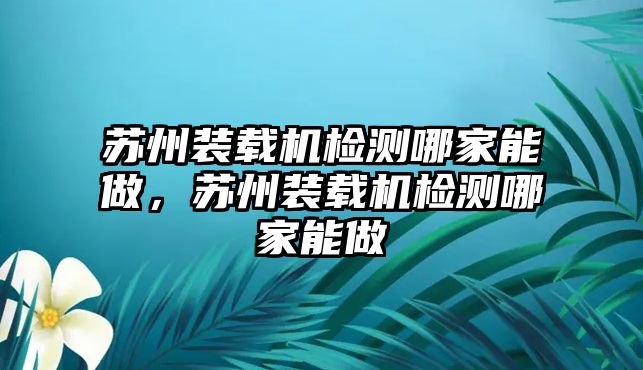 蘇州裝載機檢測哪家能做，蘇州裝載機檢測哪家能做