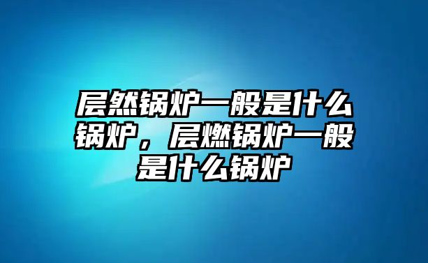 層然鍋爐一般是什么鍋爐，層燃鍋爐一般是什么鍋爐