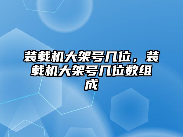 裝載機大架號幾位，裝載機大架號幾位數(shù)組成