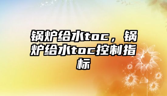 鍋爐給水toc，鍋爐給水toc控制指標(biāo)