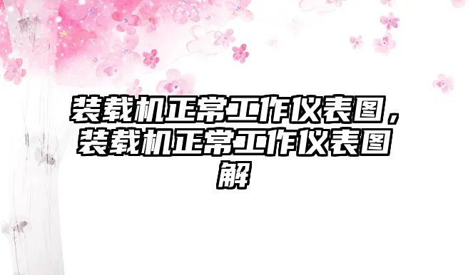 裝載機(jī)正常工作儀表圖，裝載機(jī)正常工作儀表圖解