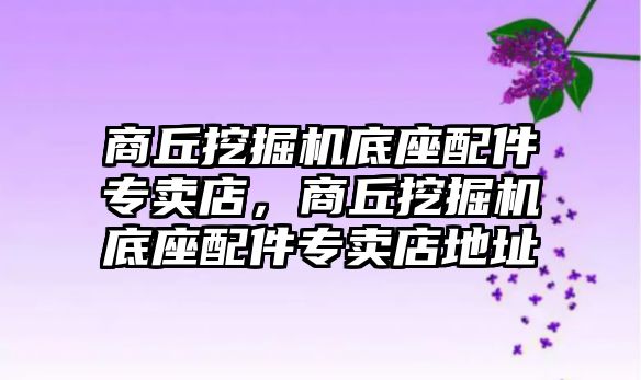 商丘挖掘機底座配件專賣店，商丘挖掘機底座配件專賣店地址