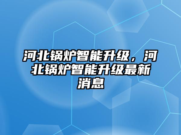 河北鍋爐智能升級(jí)，河北鍋爐智能升級(jí)最新消息