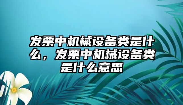 發(fā)票中機械設備類是什么，發(fā)票中機械設備類是什么意思