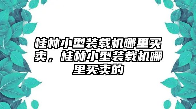 桂林小型裝載機(jī)哪里買賣，桂林小型裝載機(jī)哪里買賣的