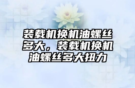 裝載機換機油螺絲多大，裝載機換機油螺絲多大扭力