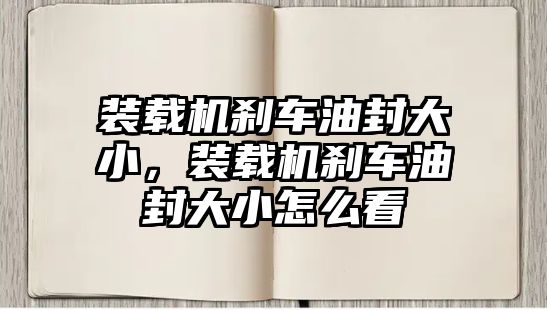 裝載機(jī)剎車油封大小，裝載機(jī)剎車油封大小怎么看