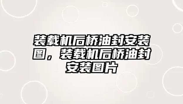 裝載機(jī)后橋油封安裝圖，裝載機(jī)后橋油封安裝圖片