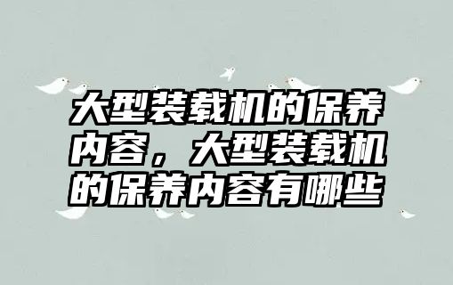 大型裝載機的保養(yǎng)內(nèi)容，大型裝載機的保養(yǎng)內(nèi)容有哪些