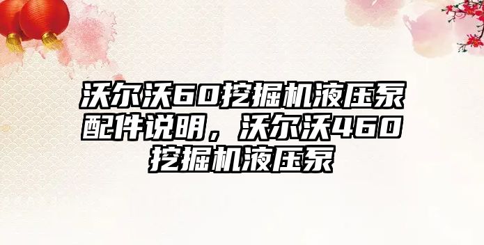 沃爾沃60挖掘機液壓泵配件說明，沃爾沃460挖掘機液壓泵