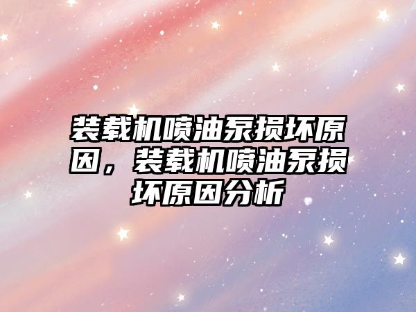 裝載機噴油泵損壞原因，裝載機噴油泵損壞原因分析