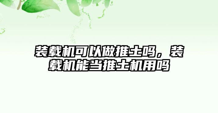 裝載機可以做推土嗎，裝載機能當推土機用嗎