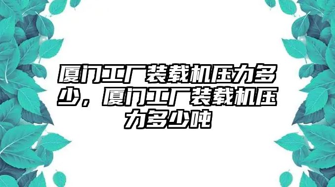 廈門工廠裝載機壓力多少，廈門工廠裝載機壓力多少噸