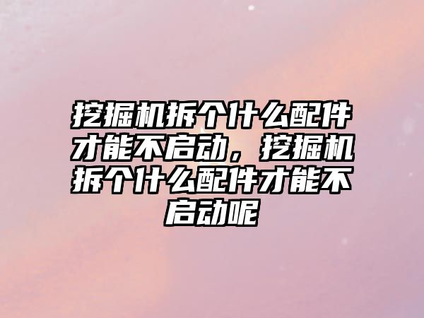 挖掘機拆個什么配件才能不啟動，挖掘機拆個什么配件才能不啟動呢