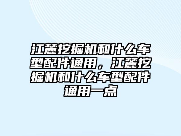 江麓挖掘機和什么車型配件通用，江麓挖掘機和什么車型配件通用一點