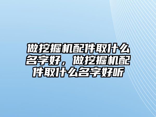 做挖掘機配件取什么名字好，做挖掘機配件取什么名字好聽