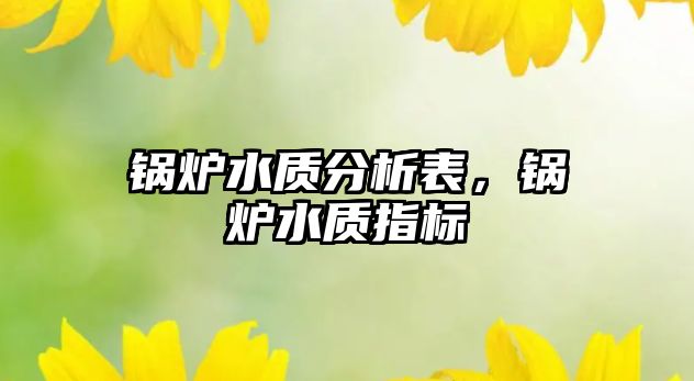 鍋爐水質(zhì)分析表，鍋爐水質(zhì)指標