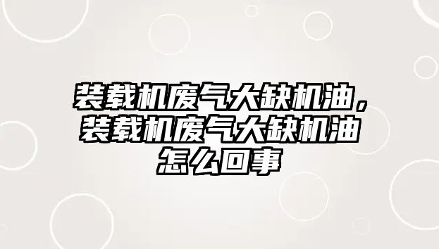 裝載機廢氣大缺機油，裝載機廢氣大缺機油怎么回事