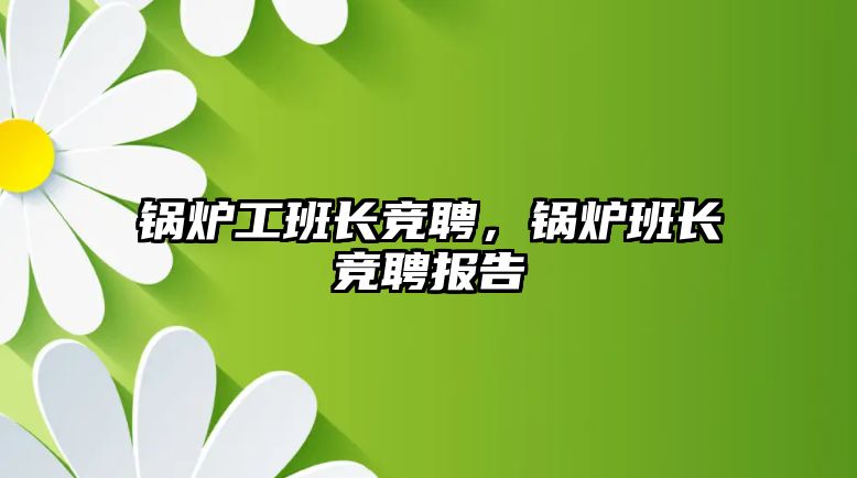 鍋爐工班長(zhǎng)競(jìng)聘，鍋爐班長(zhǎng)競(jìng)聘報(bào)告