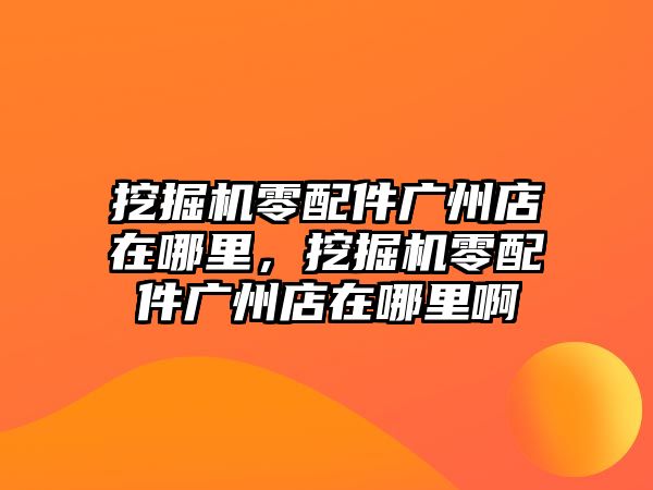 挖掘機零配件廣州店在哪里，挖掘機零配件廣州店在哪里啊