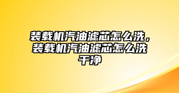 裝載機汽油濾芯怎么洗，裝載機汽油濾芯怎么洗干凈