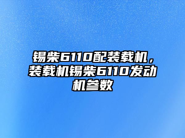 錫柴6110配裝載機(jī)，裝載機(jī)錫柴6110發(fā)動機(jī)參數(shù)