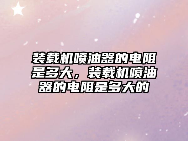 裝載機噴油器的電阻是多大，裝載機噴油器的電阻是多大的