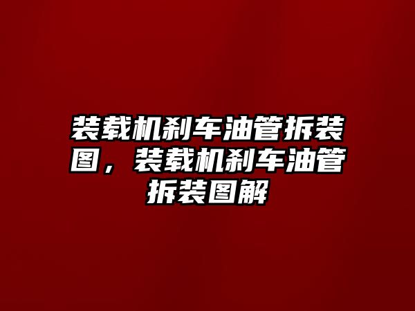 裝載機(jī)剎車油管拆裝圖，裝載機(jī)剎車油管拆裝圖解