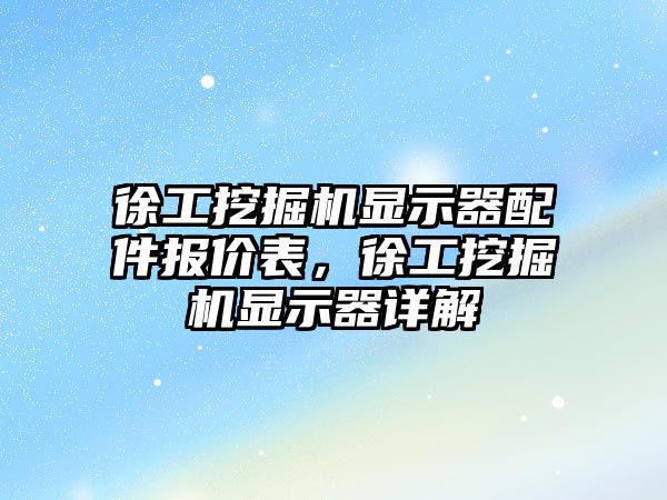 徐工挖掘機顯示器配件報價表，徐工挖掘機顯示器詳解