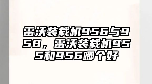 雷沃裝載機(jī)956與958，雷沃裝載機(jī)955和956哪個(gè)好