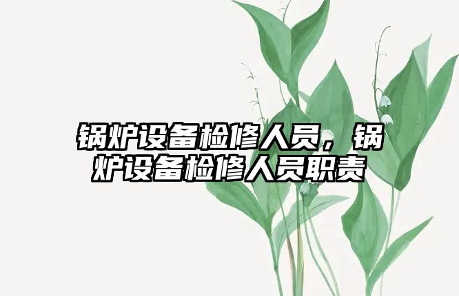 鍋爐設(shè)備檢修人員，鍋爐設(shè)備檢修人員職責(zé)