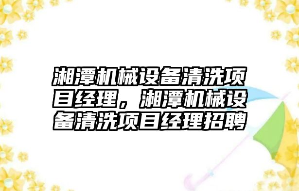 湘潭機械設(shè)備清洗項目經(jīng)理，湘潭機械設(shè)備清洗項目經(jīng)理招聘