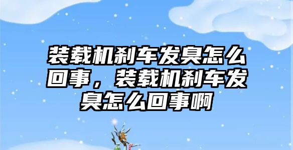 裝載機剎車發(fā)臭怎么回事，裝載機剎車發(fā)臭怎么回事啊