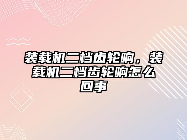 裝載機二檔齒輪響，裝載機二檔齒輪響怎么回事