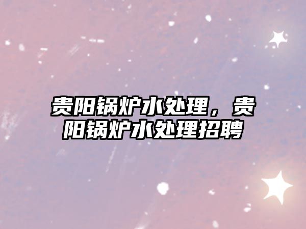 貴陽鍋爐水處理，貴陽鍋爐水處理招聘