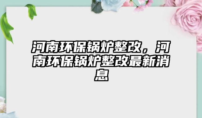 河南環(huán)保鍋爐整改，河南環(huán)保鍋爐整改最新消息