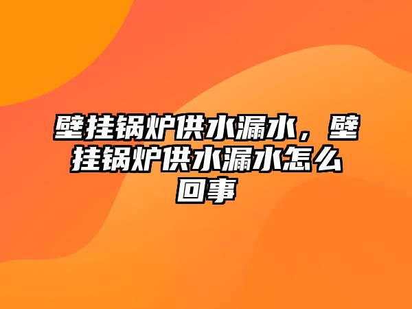 壁掛鍋爐供水漏水，壁掛鍋爐供水漏水怎么回事